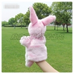 หุ่นมือตุ๊กตากระต่ายสีชมพู-ขาว